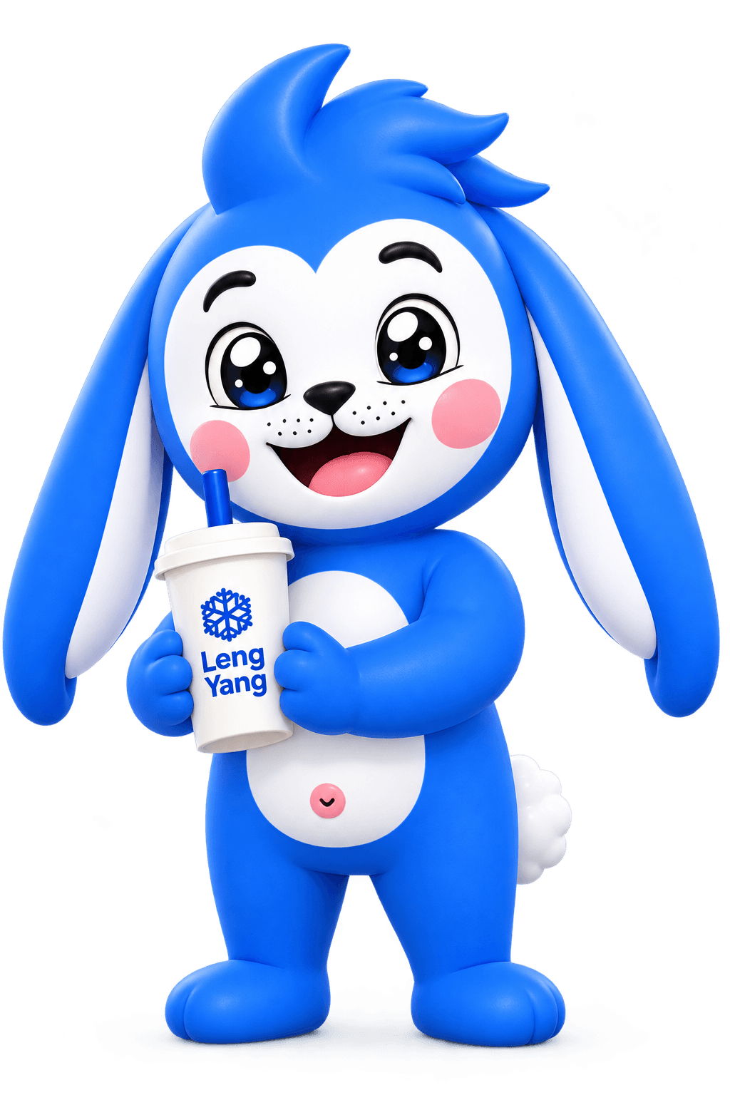 Leng Yang mascot holding a boba drink